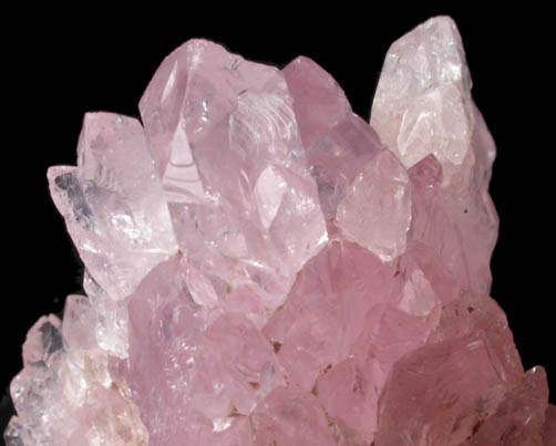 Quartz var. Rose Quartz Crystals from Lavra da Ilha, Taquaral, Jequitinhonha River, Minas Gerais, Brazil