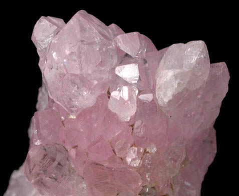 Quartz var. Rose Quartz Crystals from Lavra da Ilha, Taquaral, Jequitinhonha River, Minas Gerais, Brazil