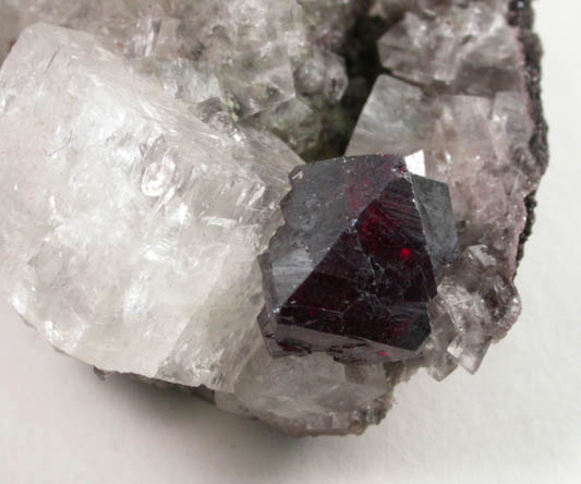 Cuprite on Calcite from Tsumeb Mine, Otavi-Bergland District, Oshikoto, Namibia