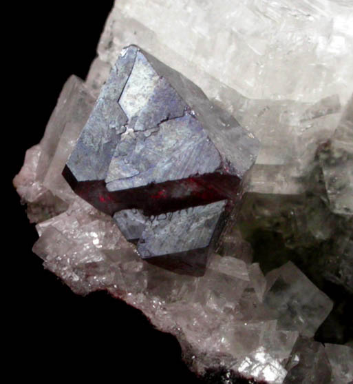 Cuprite on Calcite from Tsumeb Mine, Otavi-Bergland District, Oshikoto, Namibia