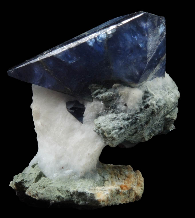 Benitoite on Natrolite from Benitoite Gem Mine, New Idria District, San Benito County, California (Type Locality for Benitoite)