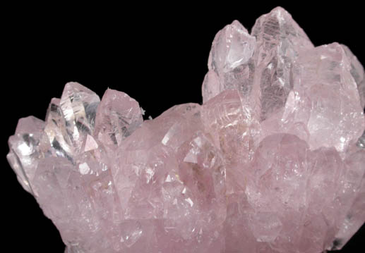 Quartz var. Rose Quartz Crystals with hair-like inclusions from Lavra da Ilha, Taquaral, Jequitinhonha River, Minas Gerais, Brazil