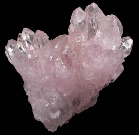 Quartz var. Rose Quartz Crystals with hair-like inclusions from Lavra da Ilha, Taquaral, Jequitinhonha River, Minas Gerais, Brazil