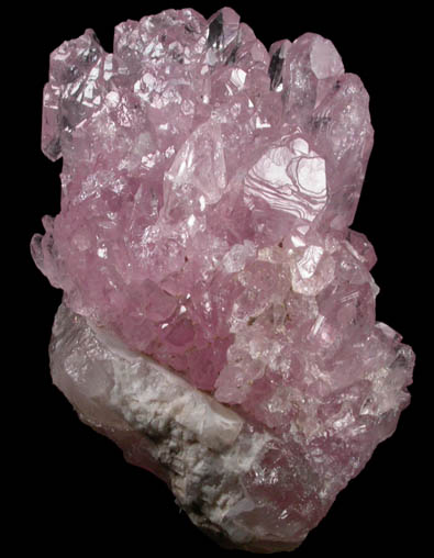 Quartz var. Rose Quartz Crystals from Lavra da Ilha, Taquaral, Jequitinhonha River, Minas Gerais, Brazil