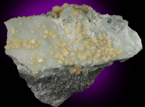 Calcite on Prehnite from Haymarket Quarry, Prince William County, Virginia