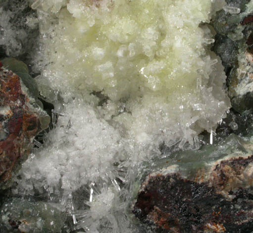 Whitlockite, Hydroxyapophyllite-(K), Variscite from Goldstrike Mine, Eureka County, Nevada