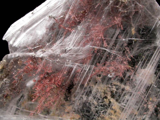 Copper inclusions in Selenite from Mission Mine, south of Tucson, Pima County, Arizona