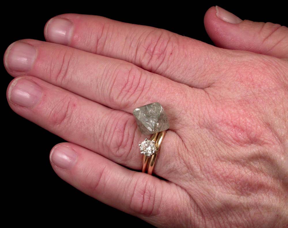 Diamond (11.13 carat gray octahedral crystal) from Diavik Mine, East Island, Lac de Gras, Northwest Territories, Canada