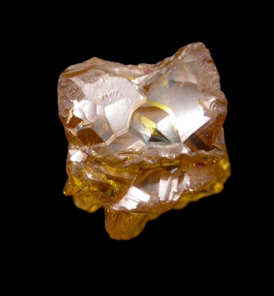 Diamond (0.61 carat fancy intense yellow cavernous crystal) from Mbuji-Mayi (Miba), 300 km east of Tshikapa, Democratic Republic of the Congo