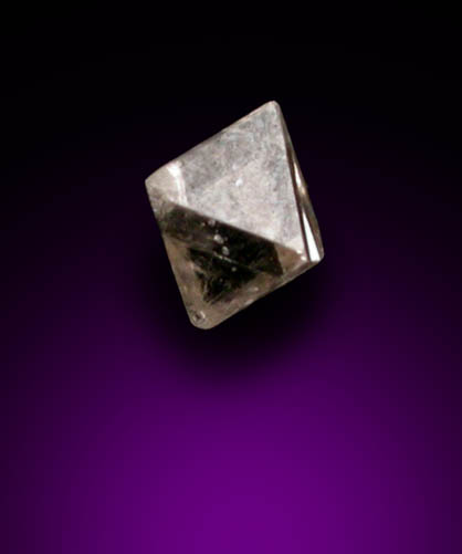 Diamond (0.07 carat pale-brown octahedral crystal) from Mirny, Republic of Sakha, Siberia, Russia