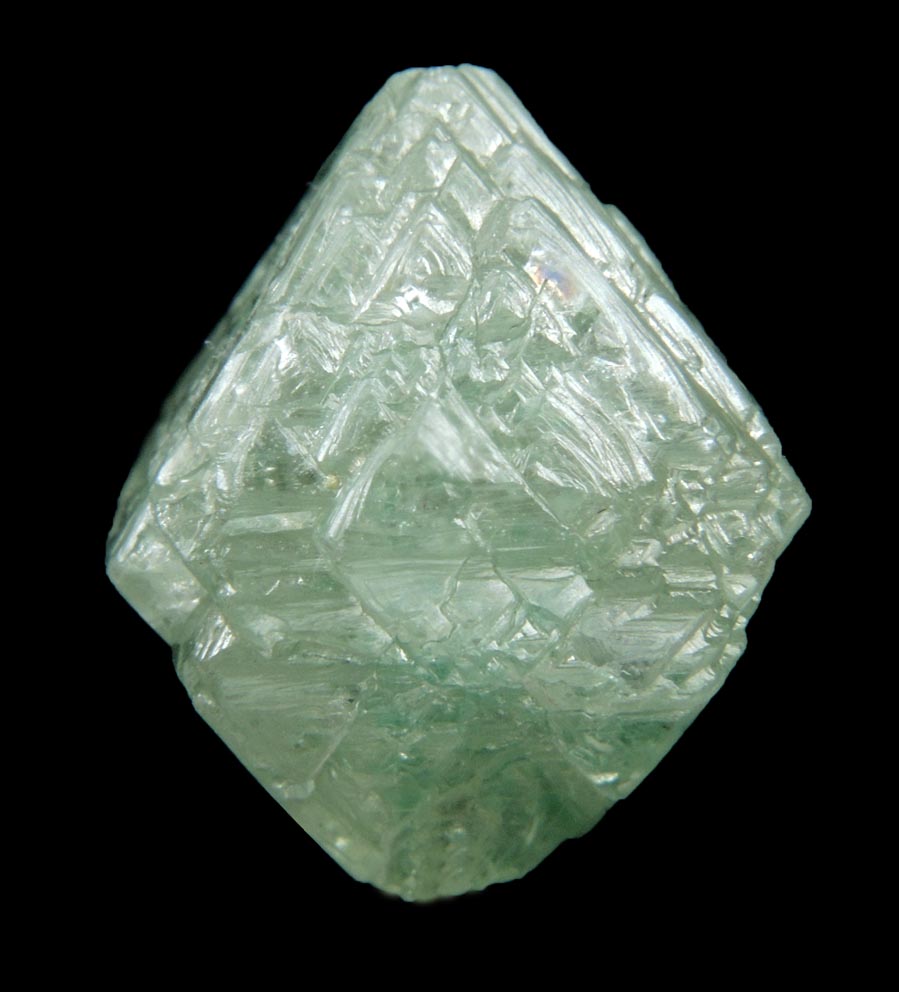 Diamond (20.49 carat green octahedral crystal) from Sakha (Yakutia) Republic, Siberia, Russia