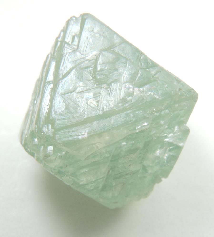 Diamond (20.49 carat green octahedral crystal) from Sakha (Yakutia) Republic, Siberia, Russia