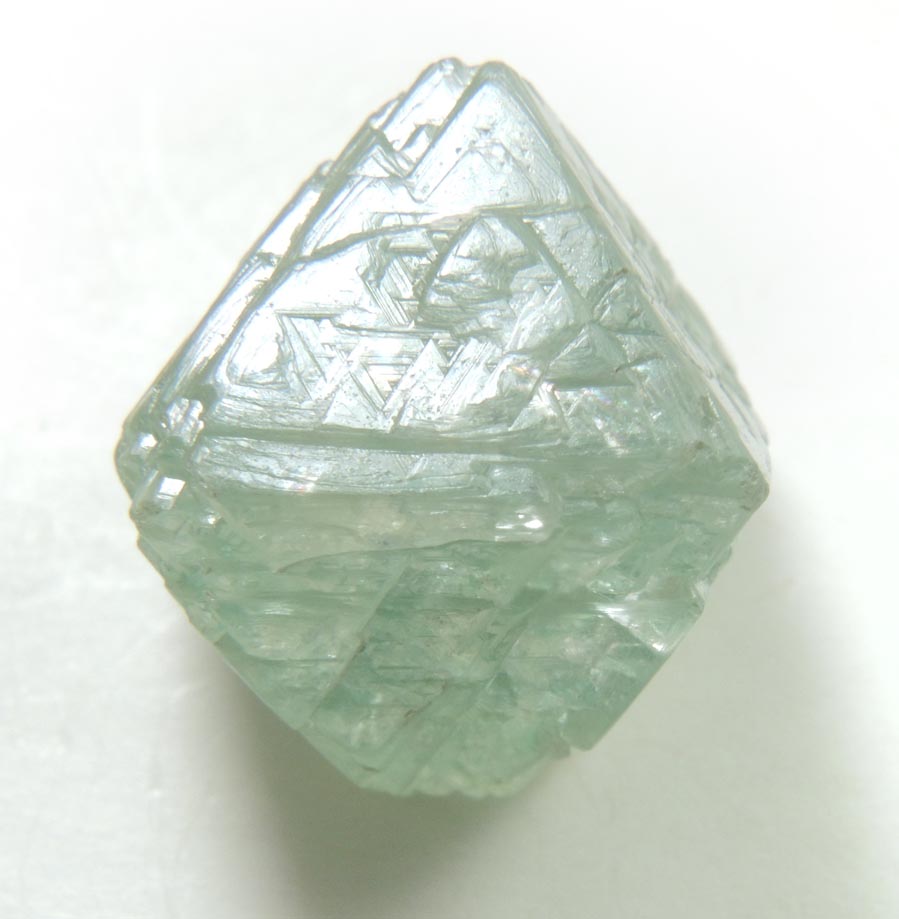 Diamond (20.49 carat green octahedral crystal) from Sakha (Yakutia) Republic, Siberia, Russia