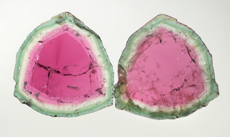 Elbaite Tourmaline (matched pair of slices) from Dunton Quarry, Plumbago Mountain, Newry, Oxford County, Maine