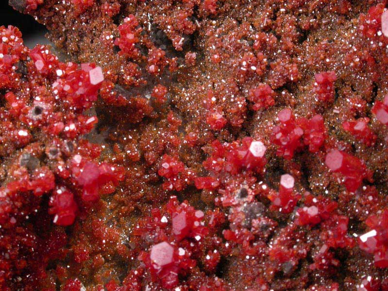 Vanadinite on Calcite from North Geronimo Mine, La Paz County, Arizona