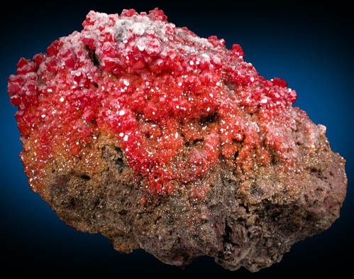 Vanadinite with Calcite over Calcite from North Geronimo Mine, La Paz County, Arizona