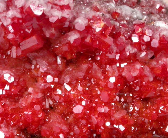 Vanadinite with Calcite over Calcite from North Geronimo Mine, La Paz County, Arizona