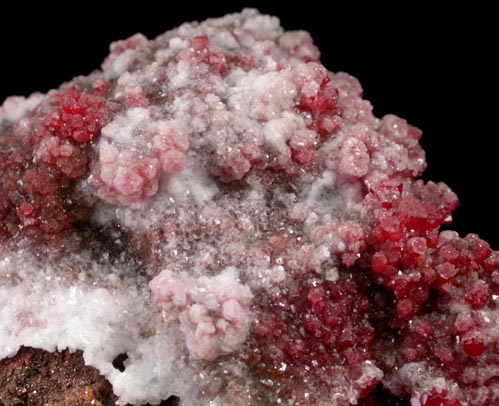 Vanadinite with Calcite over Calcite from North Geronimo Mine, La Paz County, Arizona