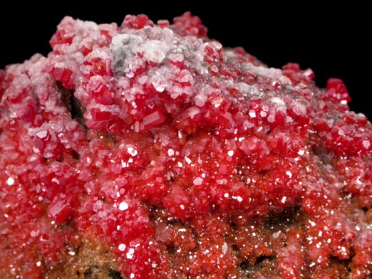 Vanadinite with Calcite over Calcite from North Geronimo Mine, La Paz County, Arizona