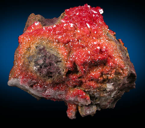 Vanadinite on Calcite from North Geronimo Mine, La Paz County, Arizona