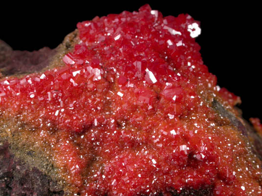 Vanadinite on Calcite from North Geronimo Mine, La Paz County, Arizona