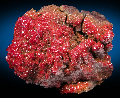 Vanadinite with Calcite over Calcite from North Geronimo Mine, La Paz County, Arizona