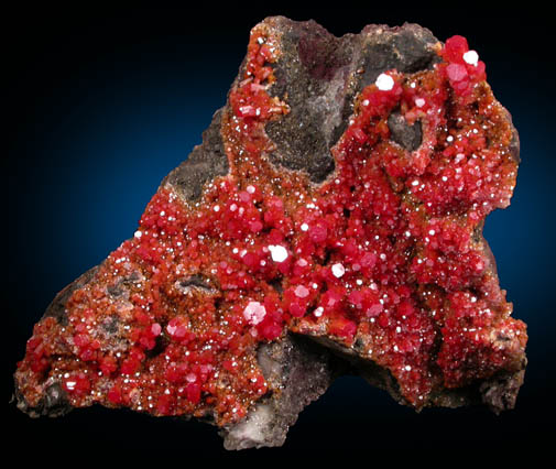 Vanadinite on Calcite from North Geronimo Mine, La Paz County, Arizona