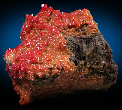 Vanadinite with Calcite over Calcite from North Geronimo Mine, La Paz County, Arizona