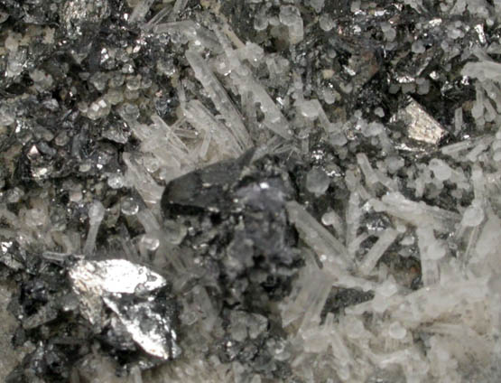 Tetrahedrite with Fluorite on Quartz from Sweet Home Mine, Buckskin Gulch, Alma District, Park County, Colorado