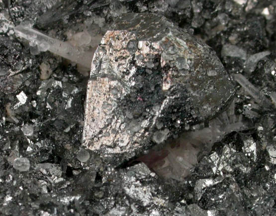 Tetrahedrite with Fluorite on Quartz from Sweet Home Mine, Buckskin Gulch, Alma District, Park County, Colorado