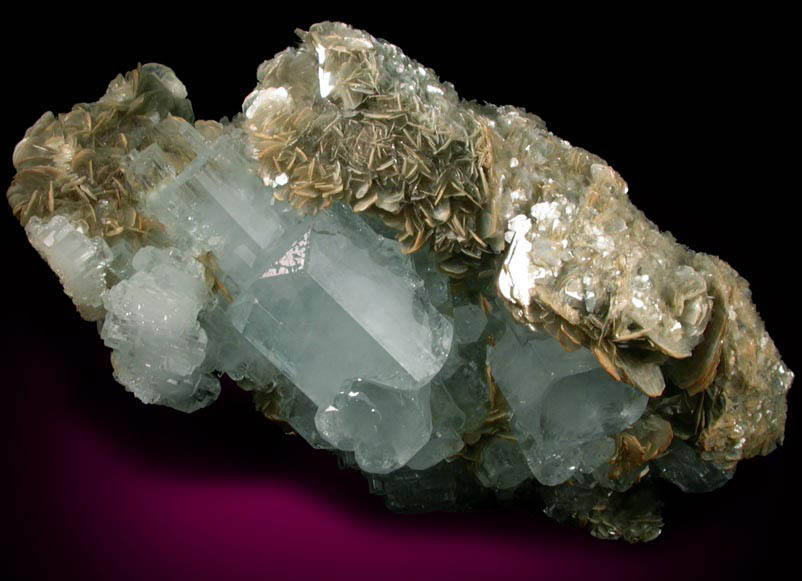 Beryl var. Aquamarine with Muscovite from Nagar, Hunza Valley, Gilgit District, Gilgit-Baltistan, Pakistan