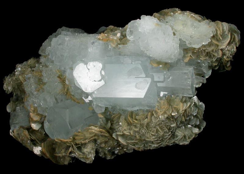 Beryl var. Aquamarine with Muscovite from Nagar, Hunza Valley, Gilgit District, Gilgit-Baltistan, Pakistan