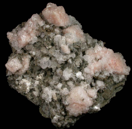 Chabazite-Ca, Apophyllite, Natrolite, Calcite from Upper New Street Quarry, Paterson, Passaic County, New Jersey