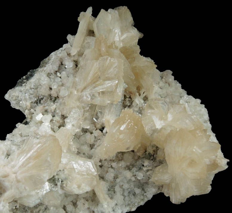 Stilbite on Calcite from Upper New Street Quarry, Paterson, Passaic County, New Jersey
