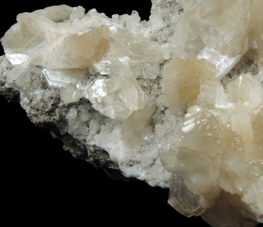 Stilbite on Calcite from Upper New Street Quarry, Paterson, Passaic County, New Jersey