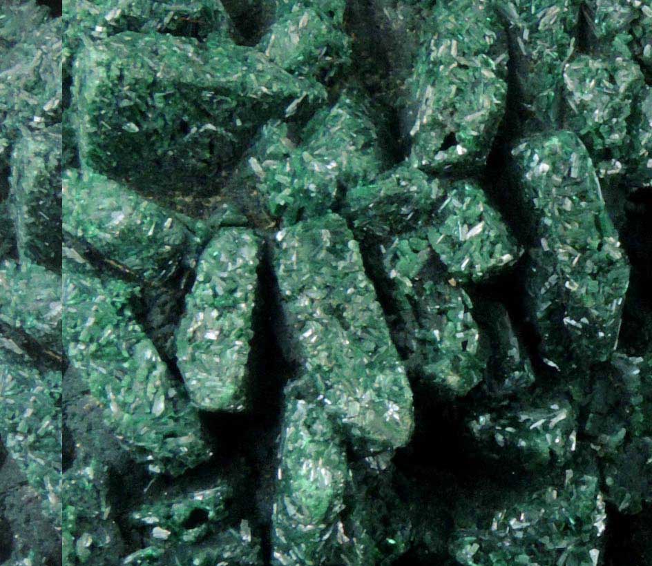 Malachite pseudomorphs after Azurite with Cerussite from Tsumeb Mine, Otavi-Bergland District, Oshikoto, Namibia