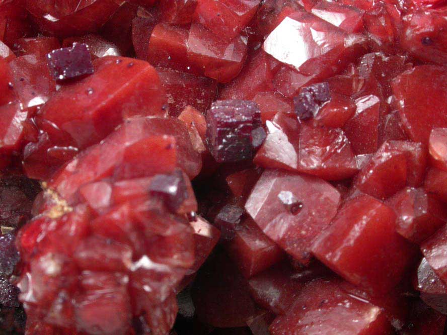 Cuprite on Calcite with Chalcotrichite inclusions from Onganja Mine, Seeis, Khomas, Namibia