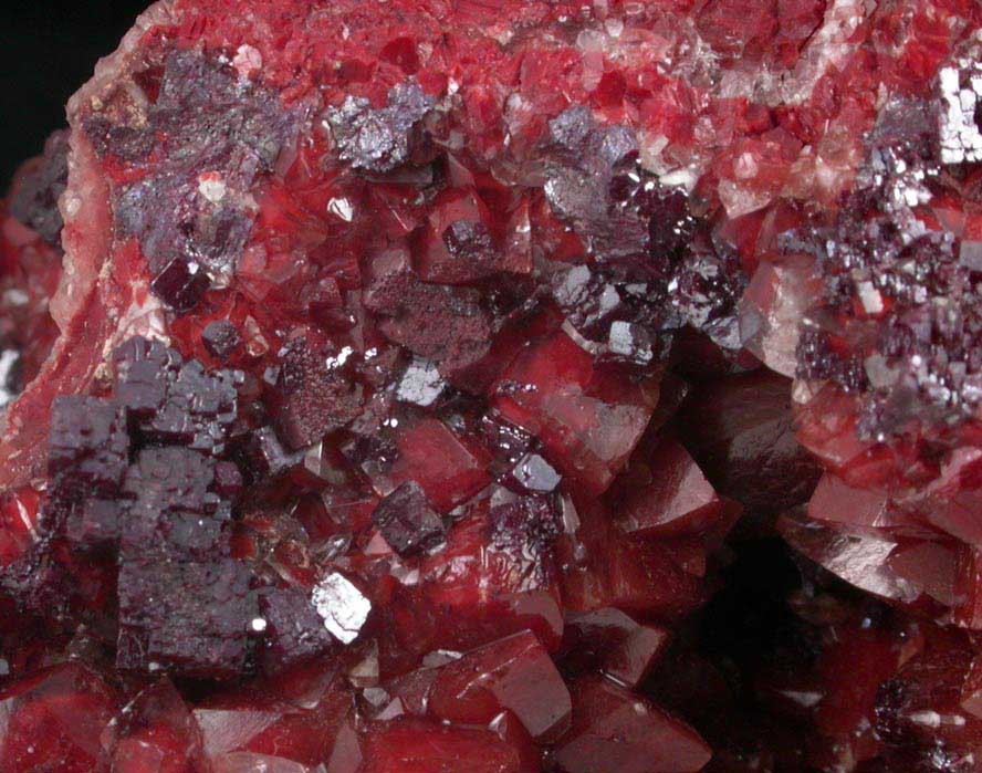 Cuprite on Calcite with Chalcotrichite inclusions from Onganja Mine, Seeis, Khomas, Namibia