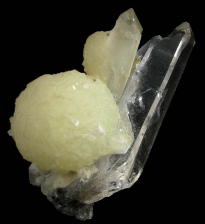 Wavellite on Quartz from Siglo XX Mine, Llallagua, Bustillos Province, Potosi Department, Bolivia