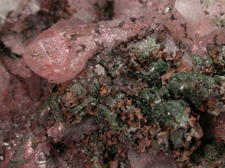 Copper and Calcite from Keweenaw Peninsula Copper District, Houghton County, Michigan