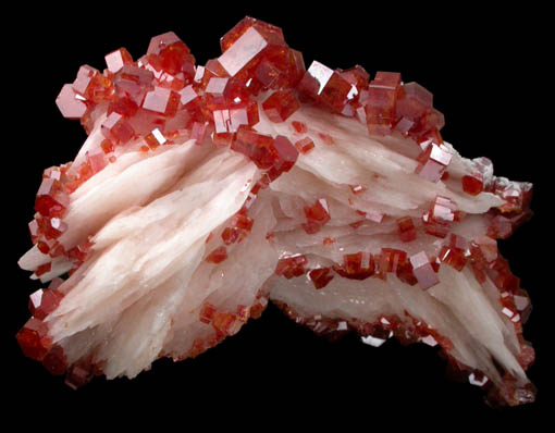 Vanadinite on Barite from Mibladen, Haute Moulouya Basin, Zeida-Aouli-Mibladen belt, Midelt Province, Morocco