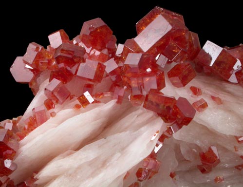 Vanadinite on Barite from Mibladen, Haute Moulouya Basin, Zeida-Aouli-Mibladen belt, Midelt Province, Morocco