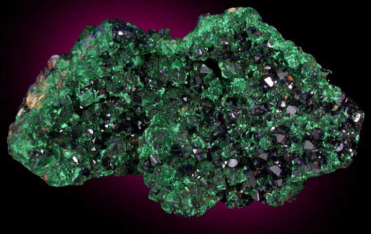 Azurite and Malachite on Malachite pseudomorphs after Azurite from Tsumeb Mine, Otavi-Bergland District, Oshikoto, Namibia