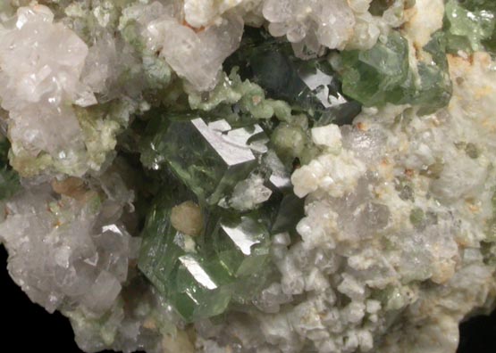 Andradite var. Demantoid Garnet on Quartz from Farm Tubussis, Karibib District, Erongo, Namibia