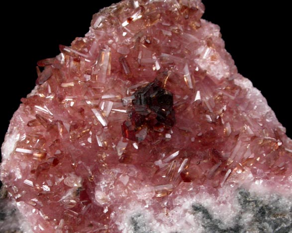 Shigaite on Rhodochrosite from N'Chwaning II Mine, Kalahari Manganese Field, Northern Cape Province, South Africa