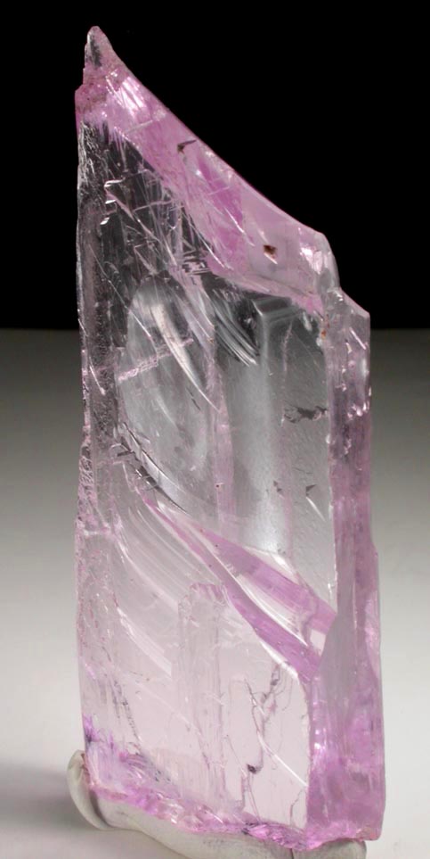 Spodumene var. Kunzite gem-grade flawless crystal from Lavra do Urucum, Conselheiro Pena, 4 km east of Galilia, Minas Gerais, Brazil