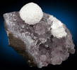 Okenite on Amethyst Quartz from Mumbai (Bombay) District, Maharashtra, India