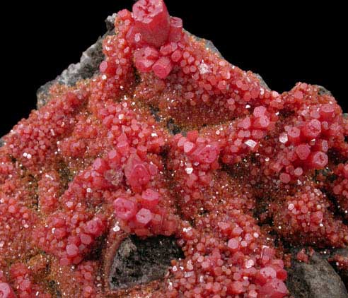 Vanadinite over Calcite from North Geronimo Mine, La Paz County, Arizona