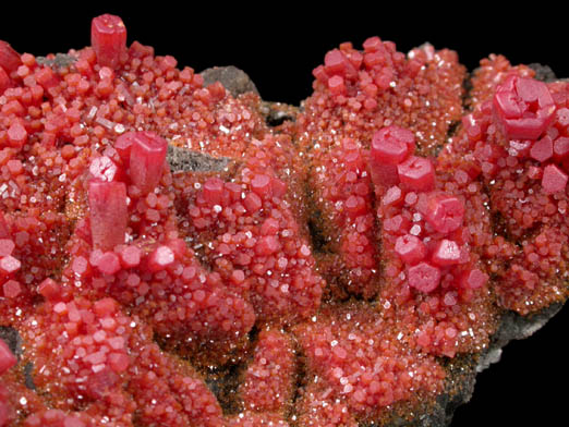 Vanadinite over Calcite from North Geronimo Mine, La Paz County, Arizona