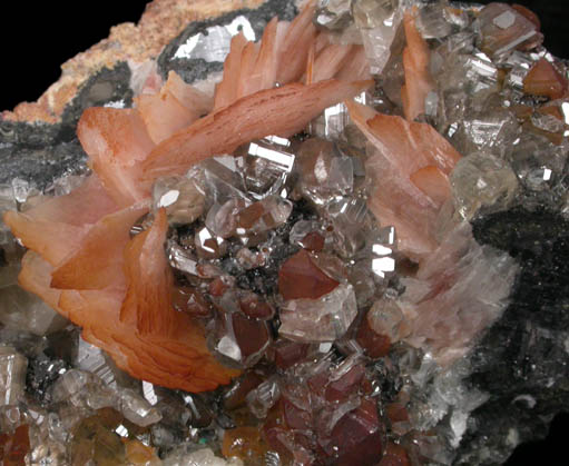 Cerussite on Barite over Galena from Mibladen, Haute Moulouya Basin, Zeida-Aouli-Mibladen belt, Midelt Province, Morocco